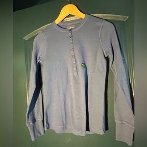 LL Bean periwinkle waffle knit Henley. Size XS